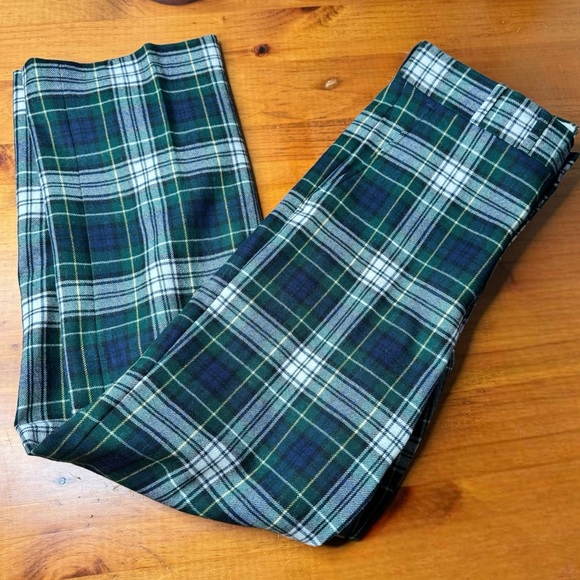 Vintage LL Bean Plaid Tartan Trousers Blue Green White 70s 80s unisex size m - Picture 14 of 14
